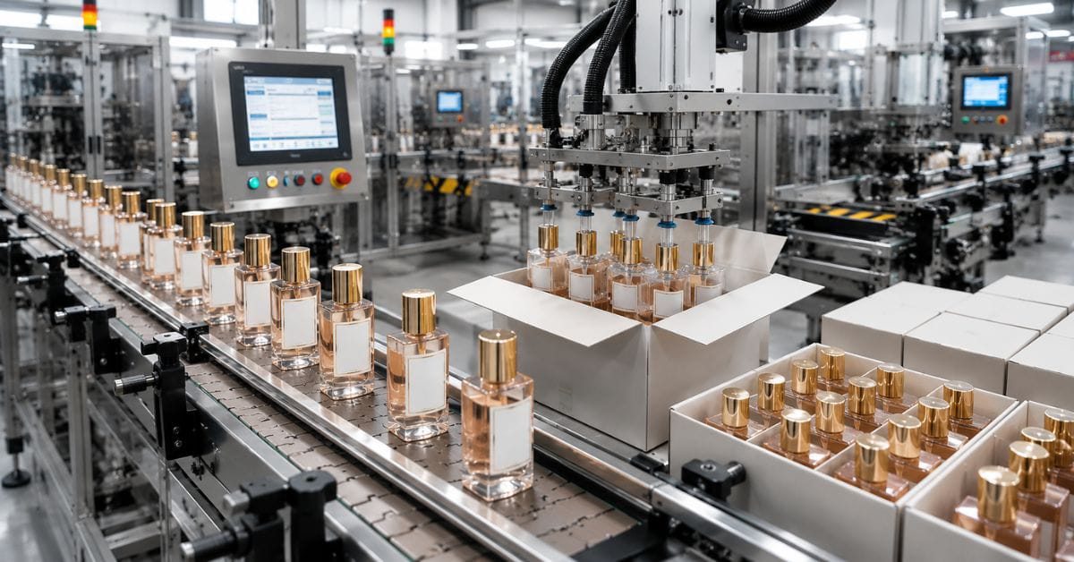Robotic packaging automation system for fast beauty product SKU changeovers
