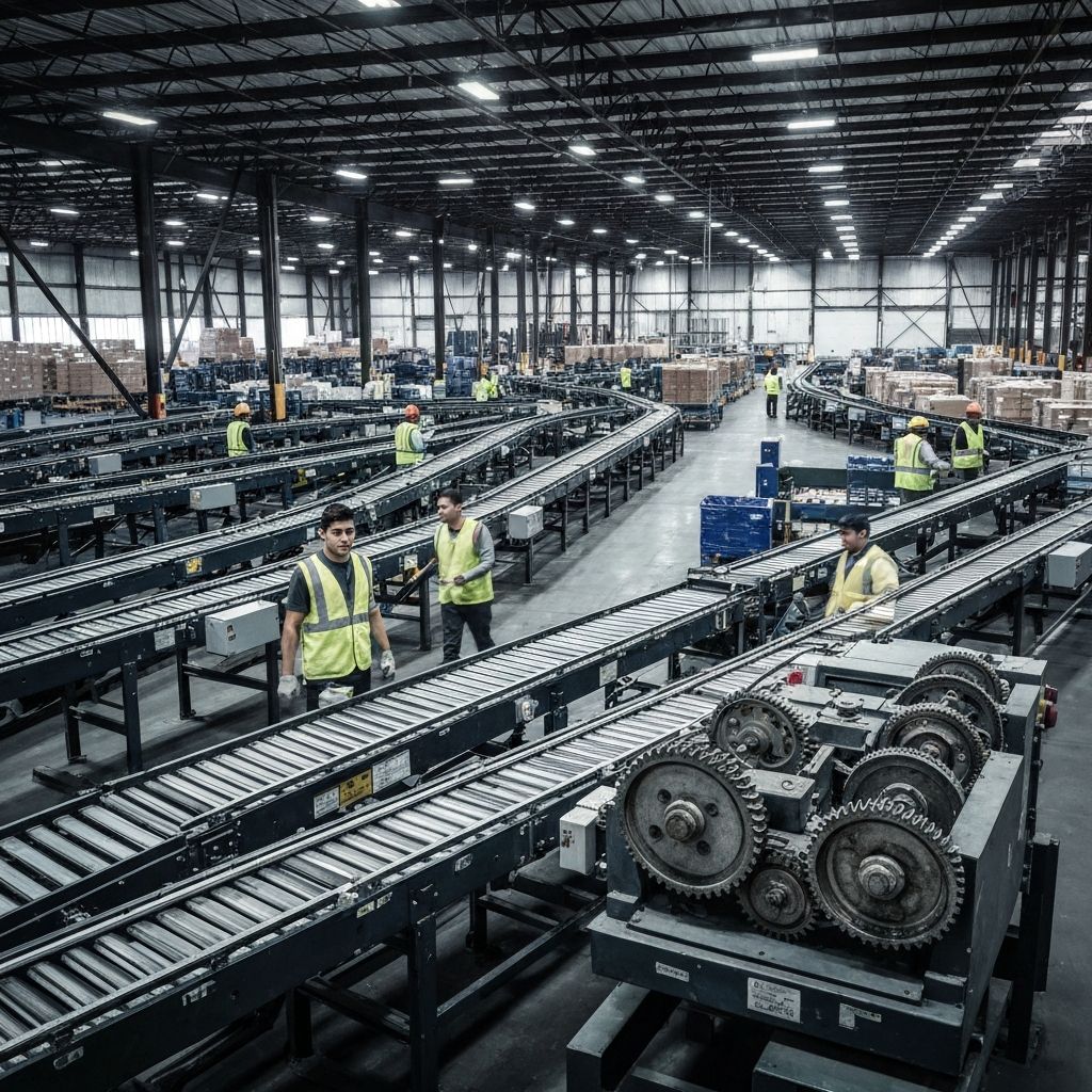 Robotic palletizer stacking boxes in a warehouse